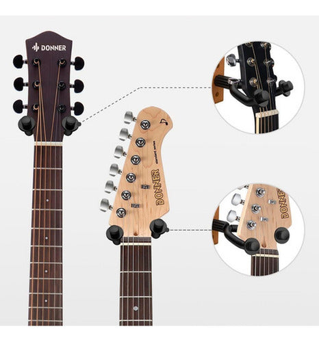 Soporte Guitarra De Pared En Madera Colgador Bajo - Norplat Marrón Oscuro