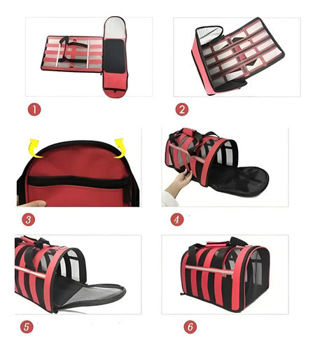Bolso Transporte Mascota Norplat - Transportador Perro Gato Rojo