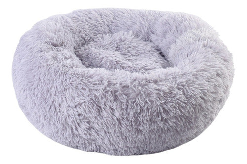 Cama Antiestrés Peluda Para Perros Y Gatos 60cm L Originales Gris