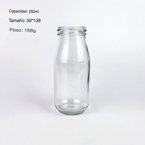 Botella De Vidrio 250cc Con Tapa Incluida (pack 40 Unidades)