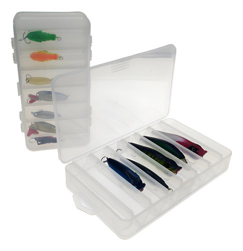 Caja Porta Señuelos De Pesca 14 Compartimientos - Norplat Transparente