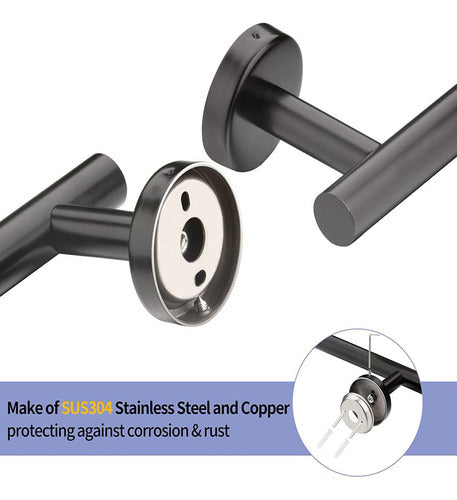 Set Baño Toalleros Porta Confort Acero Inoxidable - Norplat Negro