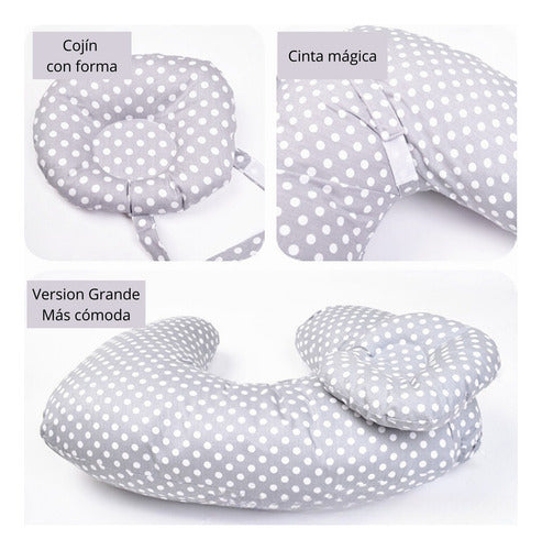 Almohada Maternal Cojín Lactancia Embarazada Guagua Norplat Gris Estrellas Blancas