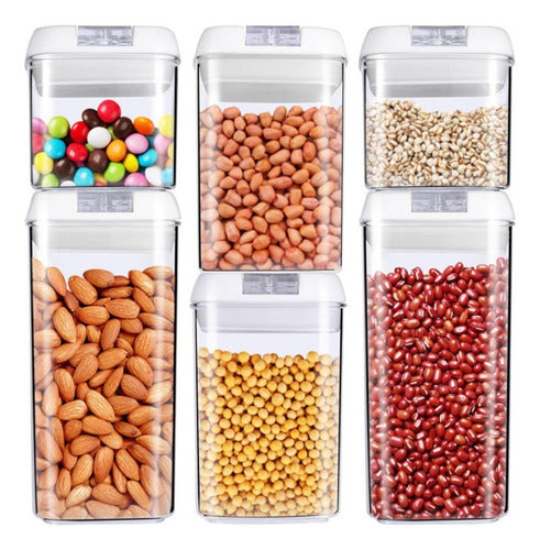 Set 6 Contenedores Herméticos Almacenamiento Plástico Cukin Blanco