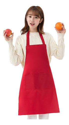 Pechera De Cocina Delantal Garzon Estilista Unisex Rojo Liso