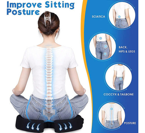 Cojin Para Silla Smart Con Memoria Lumbar Ortopedico Norplat Negro Liso