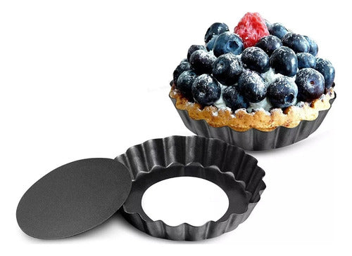 Pack 12 Moldes Tartaleta Desmontable Tarta Individual 10,5cm Gris