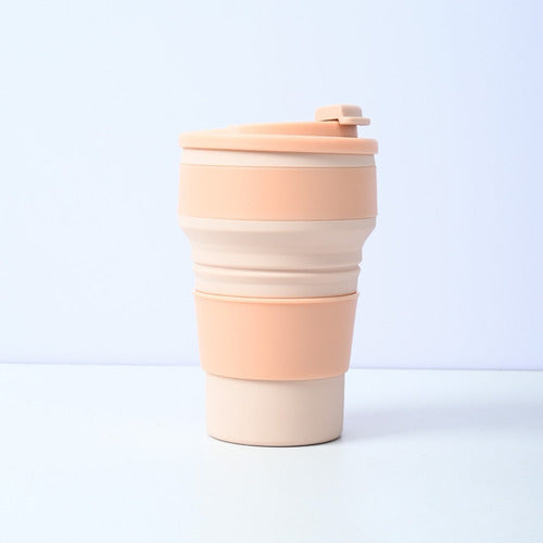 Vaso Taza Plegable Portatil Silicona Con Tapa 350ml - Cukin Rosa