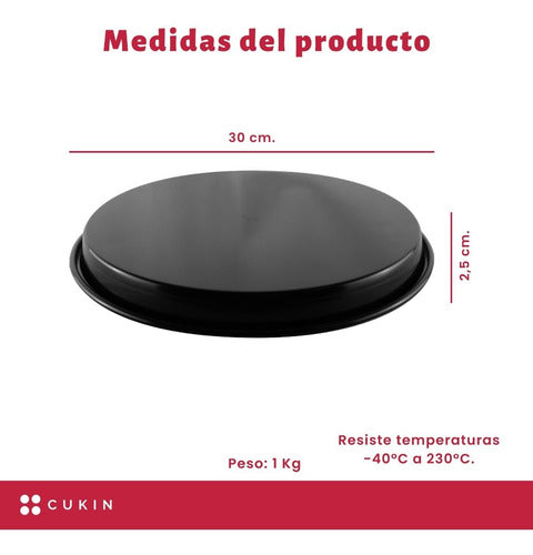 Molde Antiadherente Para Pizza De Aluminio De Ø30  - Cukin Negro