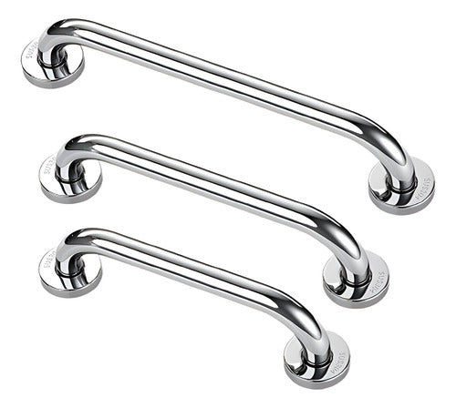 Pack 3 Manillas Barra De Seguridad Baño Wc Ducha - Norplat Plateado