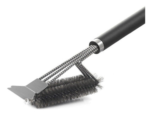 Escobilla Cepillo Limpieza Para Parrillas 3 En 1 - Con Mango