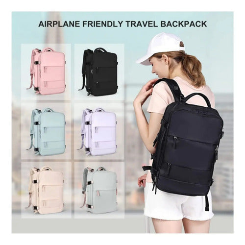 Mochila Notebook Viaje Ligera Vuelo Cabina Mano - Norplat Salmón Liso