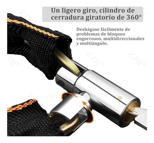 Candado Bicicleta Con Cadena Acero Cobertor Textil Norplat Negro