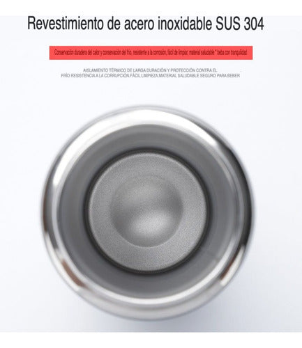 Termo Botella Agua Termica Acero Inoxidable 740ml + 3 Tapas Blanco