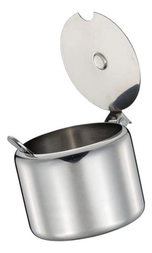 Norplat Azucarero Acero Inoxidable Con Tapa Y Cucharilla Plateado