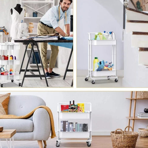 Carro Organizador Mueble Estante De Almacenamiento 3 Niveles Blanco