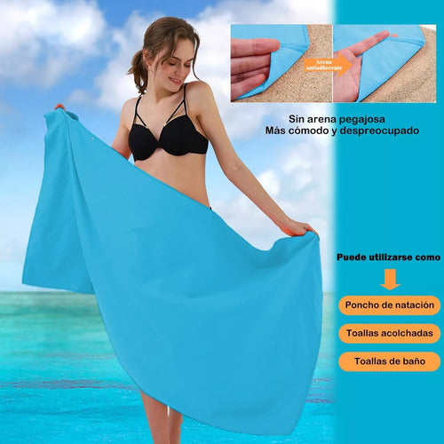 Toalla De Deporte Microfibra Set X3 Secado Rapido - Norplat Azul Microfibra