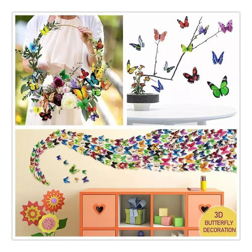 96pcs Mariposas Decorativas Pegatina 3d Calcomanía Etiqueta Agua