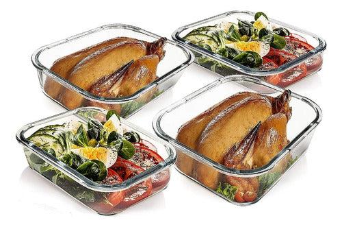 Set 3 Tupper Herméticos De Vidrio Para Comida Taper - Cukin  Negro