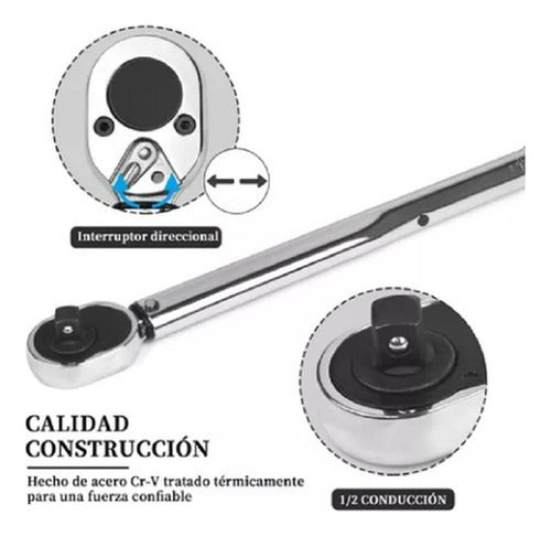 Llave De Torque Torquímetro 1/2 10-150 Lbs Pro - Norplat Plateado
