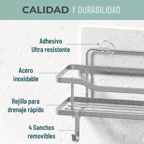 Organizador Ducha X2 Adhesivo Baño Esquinero Repisa Inoxidab Negro