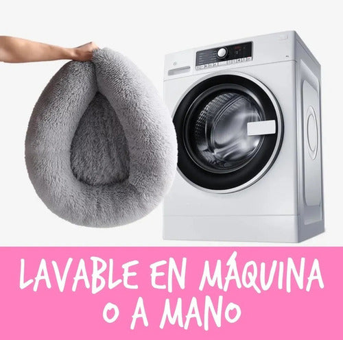 Cama Antiestrés Peluda Para Perros Y Gatos 60cm L Originales Gris