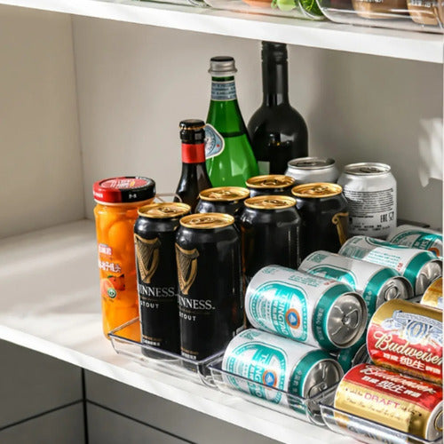 Organizador De Refrigerador Latas 13x10x34 Cm Transparente