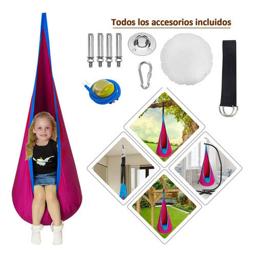 Columpio Sensorial Hamaca Colgante Niños + Cojín - Norplat Magenta