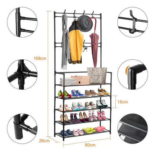 Organizador De Zapatos Colgador Perchero 5 Niveles - Norplat Negro