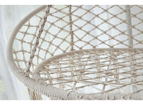 Silla Hamaca 2 Plazas Colgante Artesanal De Macrame Norplat Macramé Beige Claro