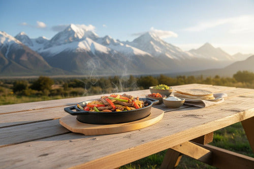 Sartén Cacerola Norplat Hierro Fundido Ovalado + Base Madera Negro