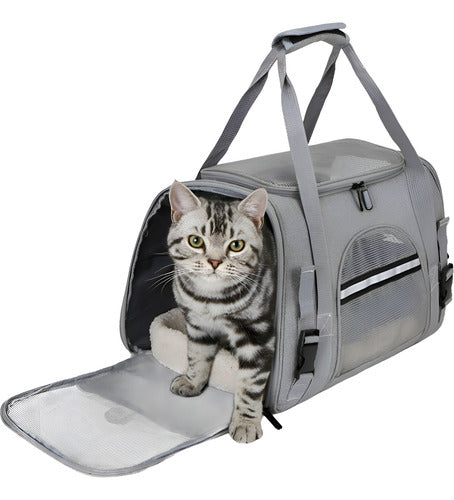 Bolso Transportador Mascota Gato Perros Pequeños - Norplat Gris