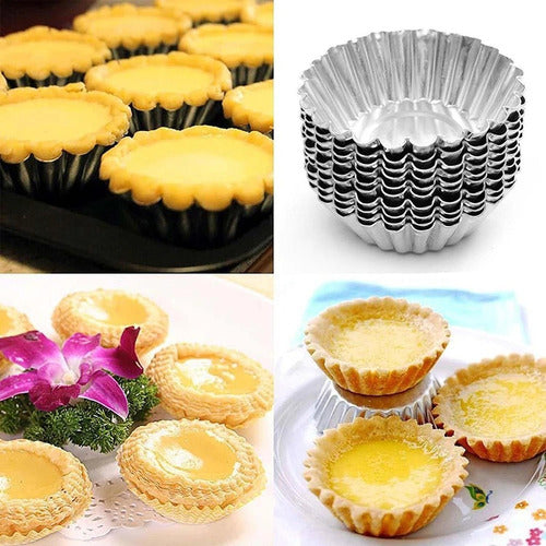 Set 24 Molde Mini Tartaleta Moldes Tarta Coctel Flor Norplat Plateado
