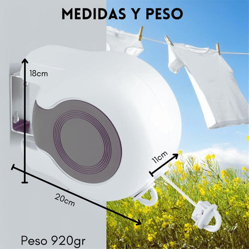 Tendedero Retractil Extensible Colgador Ropa Pared Norplat  Gris