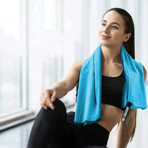 Toalla De Deporte Microfibra Set X3 Secado Rapido - Norplat Azul Microfibra