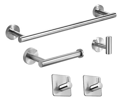 Set Baño Toalleros Porta Confort Acero Inoxidable - Norplat Plateado