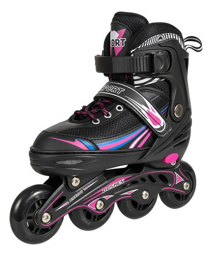 Patines En Linea Rollers Adolescentes Adultos Ajustable S 65 Mm Rosa Chicle