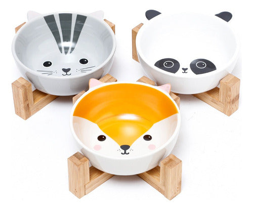 Plato Pocillo Tazón Comida Agua Cerámica Mascota Perro Gato  Oso Panda