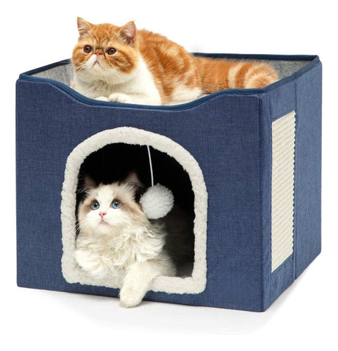 Cama Para Gatos Casa Plegable Gatos Perros Pequeños Norplat  Azul Marino