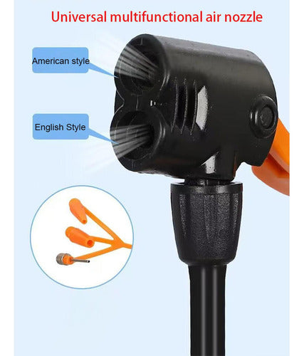 Bombin Bicicleta Pro Inflador Balon Medidor Presion Norplat Negro