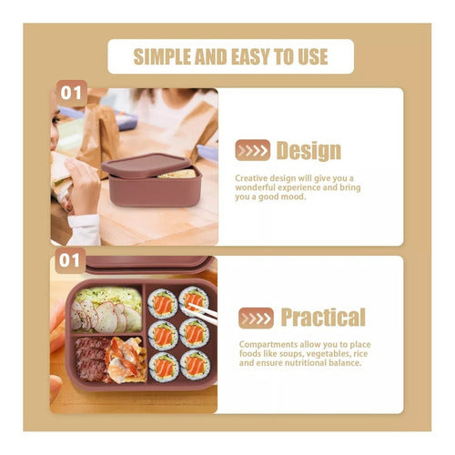Lonchera Escolar Bento Box Tupper Taper Plástico Hermético Gris