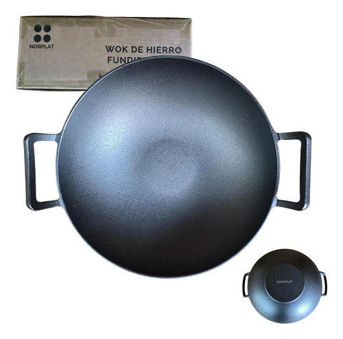 Wok Hierro Fundido 36 X 10 Cm Redondo - Norplat Negro