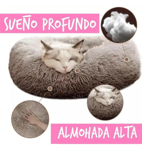 Cama Mascotas Antiestrés Peluda Perros Gatos 50 Cm - Norplat Gris Oscuro