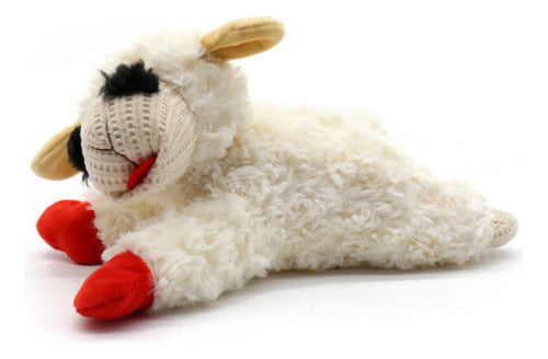 Peluche Oveja Con Texturas Y Sonido Para Mascotas Y Niños Blanco Con Patas Rojas