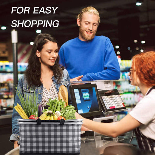 Cesta Bolso Cooler 30 Litros Térmico Plegable - Norplat Blanco Y Negro