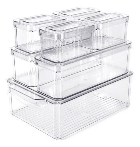Organizador Refrigerador Set 7 Contenedores Con Tapa - Cukin Transparente