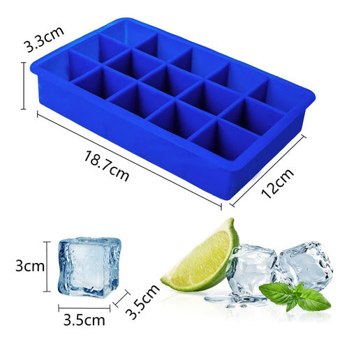 Molde De Silicona Para 15 Cubos De Hielo 3.3 Cm - Cukin Azul Eléctrico