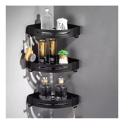 3 Organizador Para Ducha Esquinero Baño Repisa - Norplat Negro