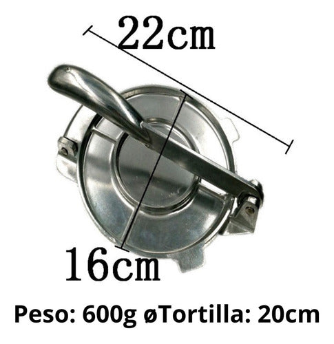 Prensa Para Tortillas Fajitas Patacones Masa Cocina 20 Cm