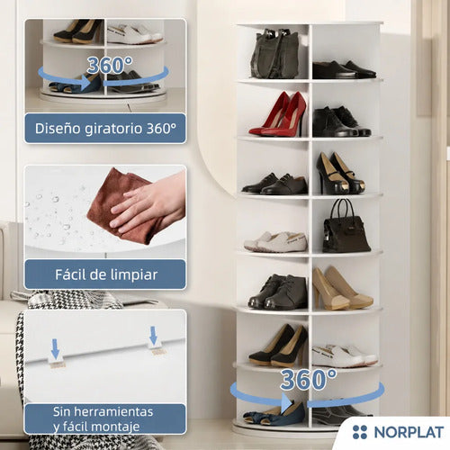 Organizador Estante Zapatero Giratorio 6 Niveles - Norplat Blanco